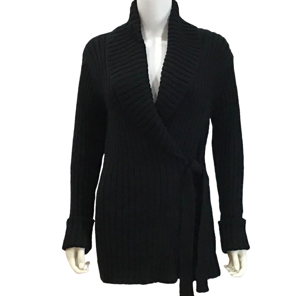 Heartloom Cardigan Sweater, Black Dark Blue, Size S